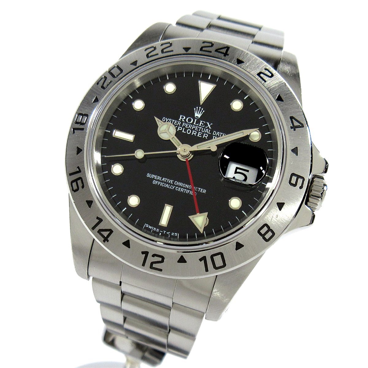 ロレックス 16570 エクスプローラーII 40mm ブラック オールトリチウム メンズ 自動巻 時計 SS W番 1994年製 正規OH済(2022年6月2日) R133拍卖