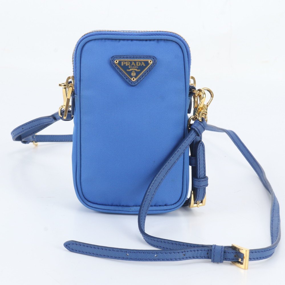 ■1円■極美品■プラダ■白タグあり テスート ナイロン 三角ロゴ スマホ ポーチ レザー 2WAY ショルダーバッグ レディース UNE EL31-9拍卖