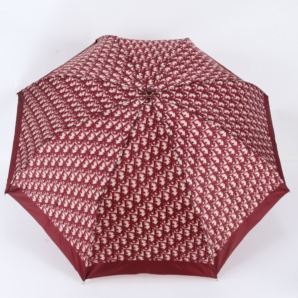 ■1円■美品■クリスチャンディオール■トロッター 折り畳み 雨傘 コンパクト アンブレラ レザー 傘 レディース メンズ RNM EL37-7拍卖