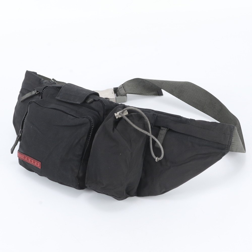 ■1円■プラダ スポーツ■4VA056 ボディバッグ ボディ ウエストポーチ ショルダー ブラック 黒 ブランド メンズ UNM EL36-5拍卖