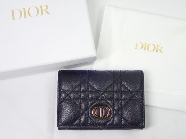 7307/NT◆ Christian Dior Caro Glycine カナージュ カーフスキン ウォレット ミニ財布 小銭入れ カードケース 未使用♪拍卖