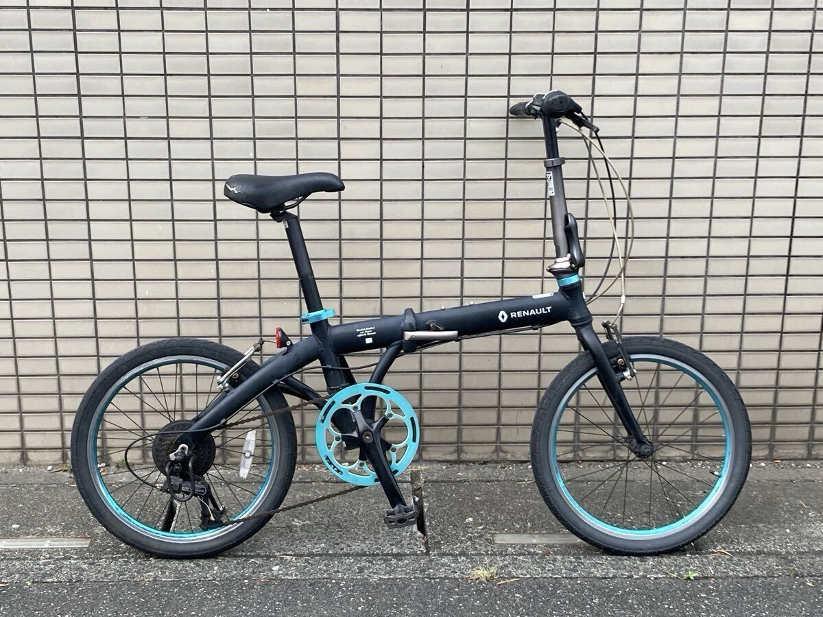 折りたたみ自転車 RENAULT LIGHT 10 ルノー ライト10 AL-FDB207 マットブラック 外装7速 アルミフレーム スタンド付【手渡し限定 越谷市】拍卖