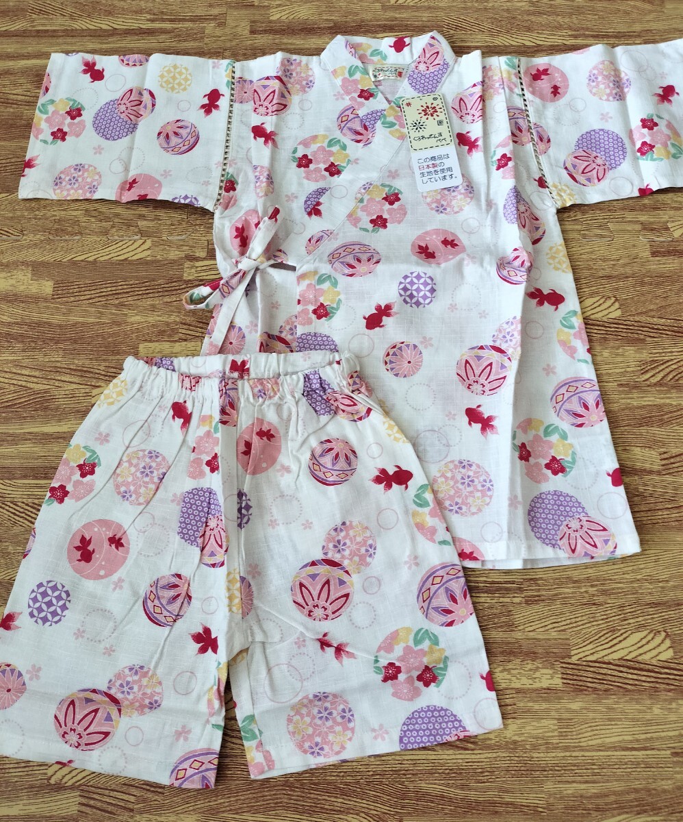 【理由有り】くろわっさんずべべ 甚平 女の子 金魚柄 日本製生地 120サイズ130サイズ拍卖
