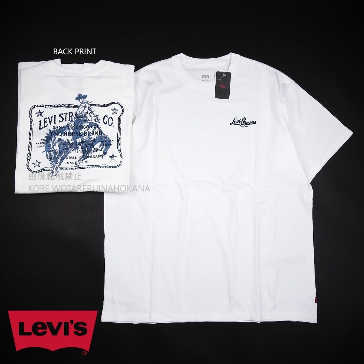 新品 ■ Levi’s リーバイス ヴィンテージフィット レプリカ Tシャツ 綿100% 刺繍ロゴ カウボーイ 8737/417 白/【L】【JP size XL】拍卖