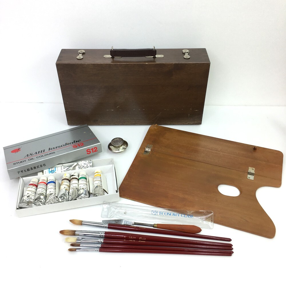 ジャンク品 クサカベ S12 アサヒ絵具 STUDY OIL COLOURS 油絵具セット 油彩画パレット ペインティングナイフ 長期保管品 【同梱可】【80】拍卖
