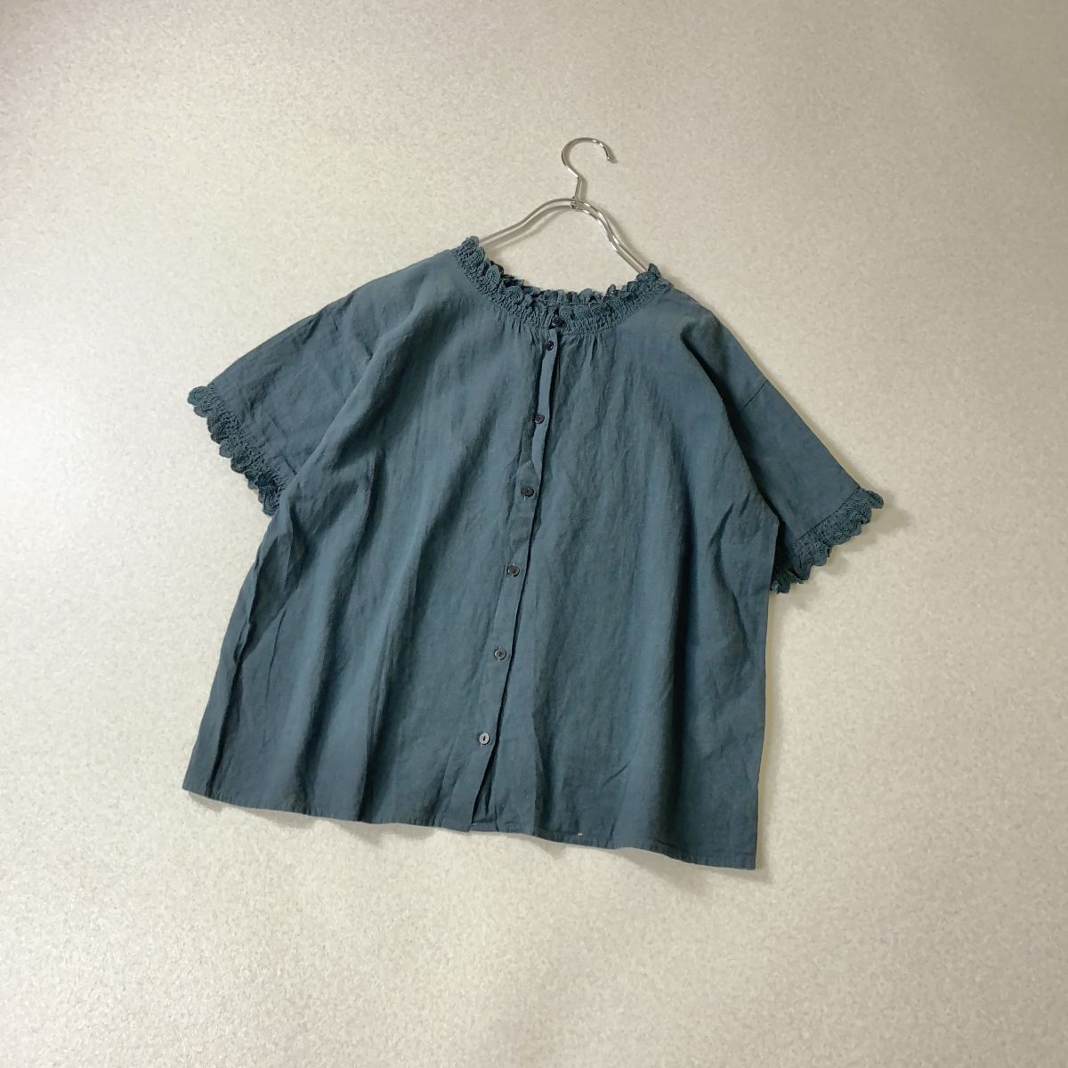 ☆ samansa mos2 サマンサモスモス スカラップレース リネン混 ブラウス拍卖