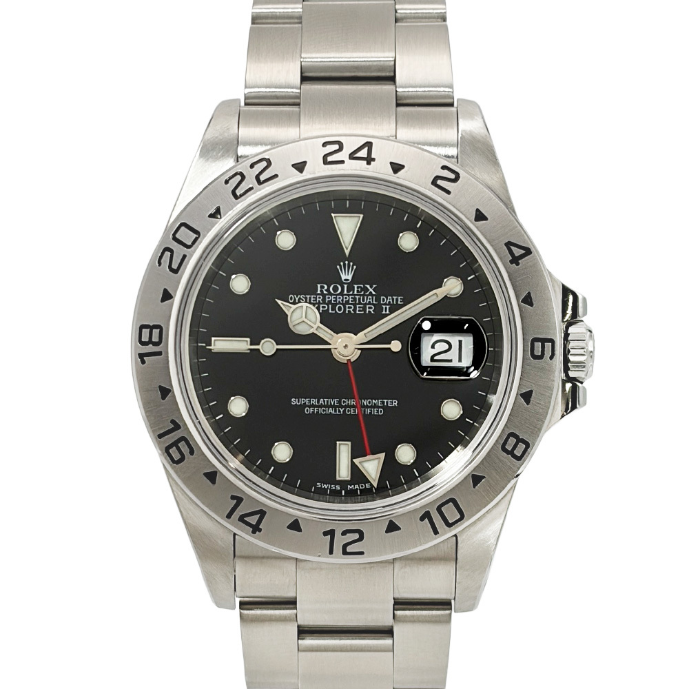 ロレックス ROLEX 16570 エクスプローラーII K番 腕時計 自動巻 ブラック文字盤 SS メンズ拍卖