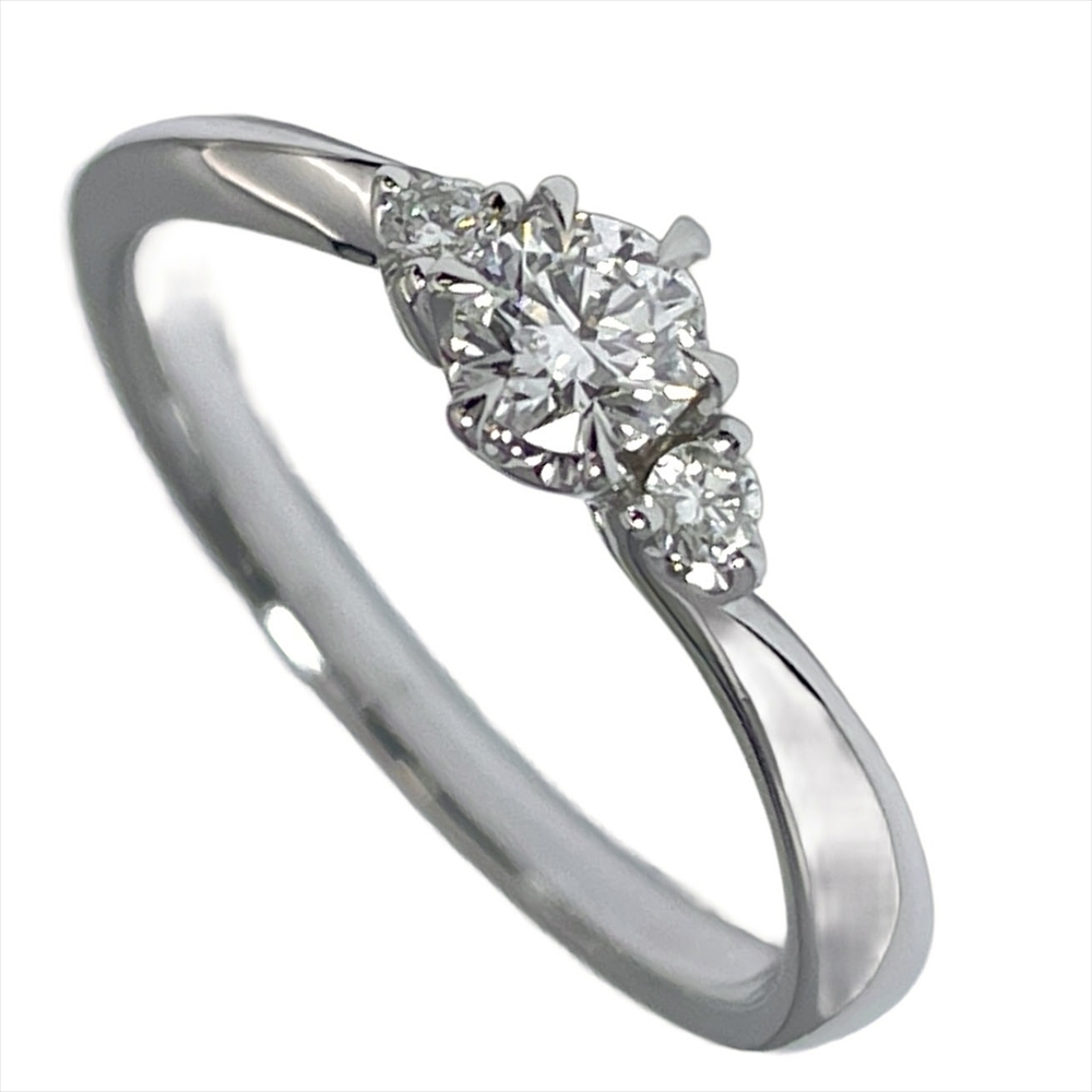 ヨンドシー 4℃ 3連 ダイヤ プラチナ リング 指輪 ダイヤモンド 0.208ct 約10号 Pt950 3.5g E/VS2 レディース拍卖