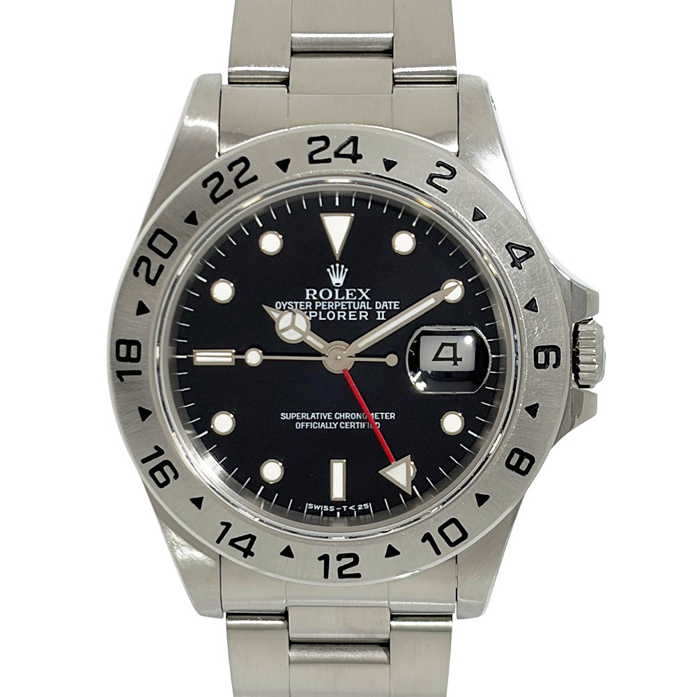 ロレックス ROLEX 16570 エクスプローラーII N番 腕時計 自動巻 ブラック文字盤 SS メンズ拍卖
