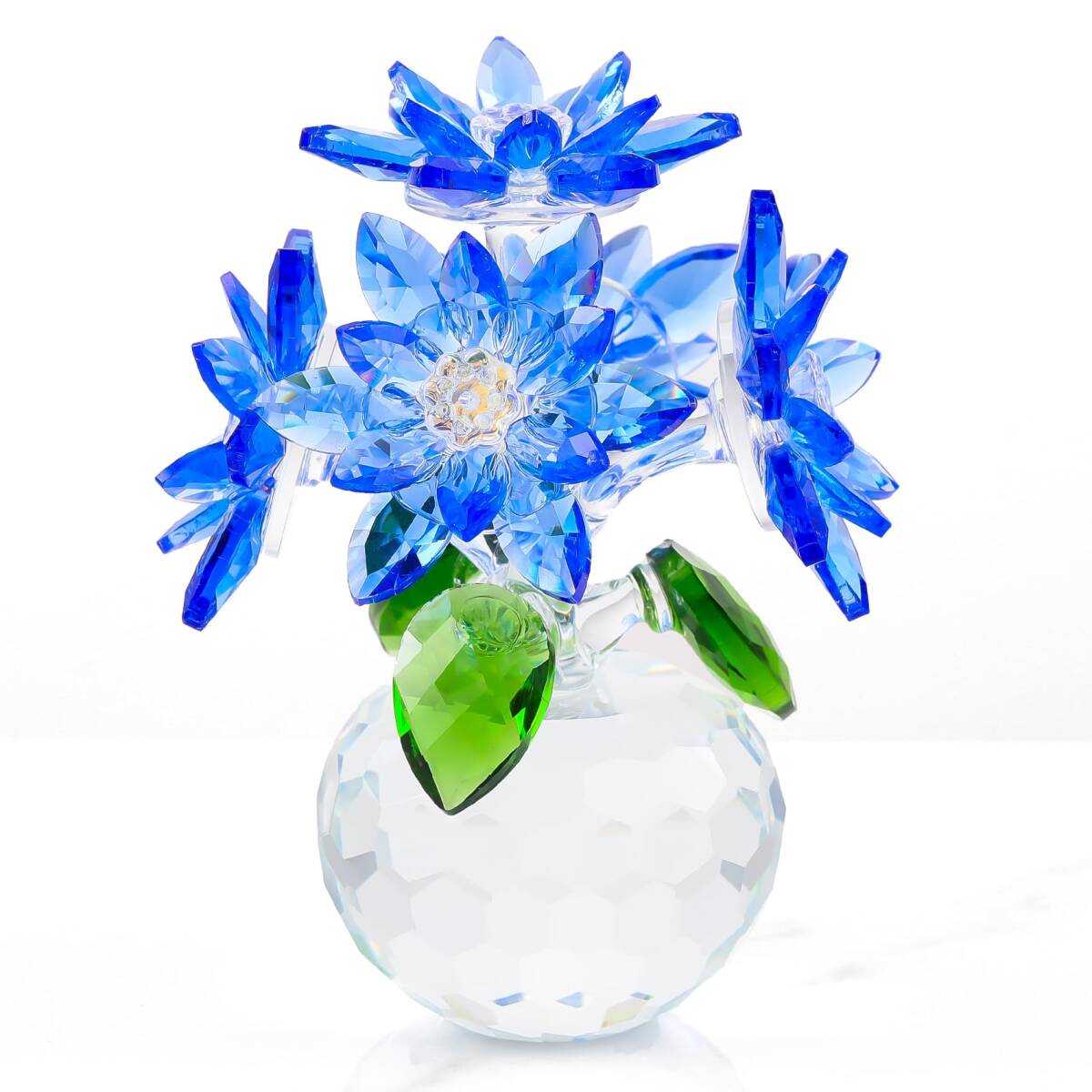 Kertari K9 クリスタルフラワー 蓮の花 置物 枯れない花 造花 花束 オシャレ インテリア 蓮 ガラス細工 飾り 小CH拍卖
