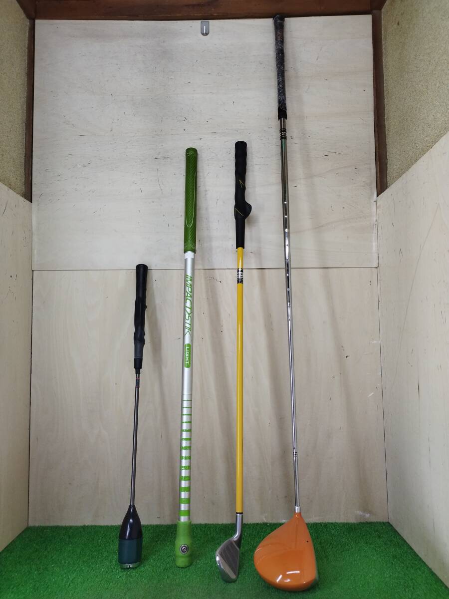 【ゴルフ練習器具4本セット】/SOKO DELUXE NICE SWING/KELLION IMPACT STICK LIGHT/MOMENTUS SWING TRINER/MOMENTUS POWER HITTER 460cc拍卖
