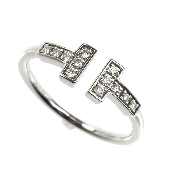 TIFFANY&Co. ティファニー K18WG ホワイトゴールド Tワイヤー ダイヤ リング・指輪 60147236 ダイヤモンド 13号 2.7g レディース 中古 美品拍卖