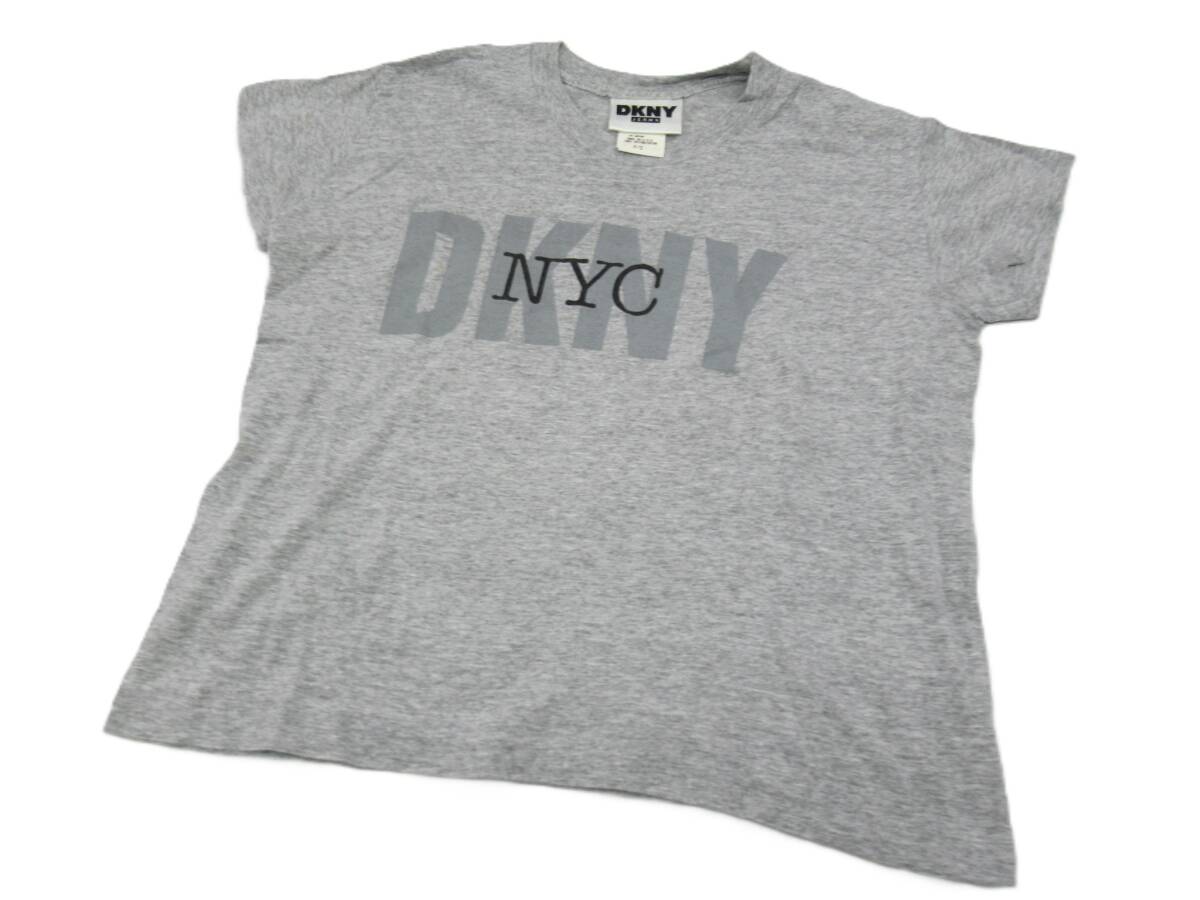 ★パケット発送/同梱不可【送400円】8415 DKNY JEANS ダナキャランニューヨーク USA製 半袖Tシャツ コットンT グレー 丸首 P/S拍卖