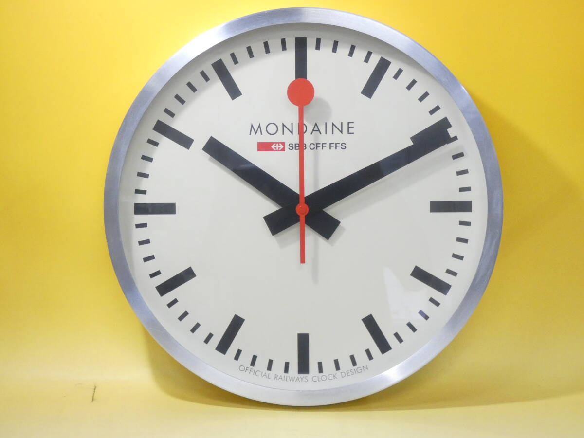 【時計】掛時計 MONDAINE モンディーン スイス国鉄 クロック 直径約40cm 動作品 J1 H501拍卖