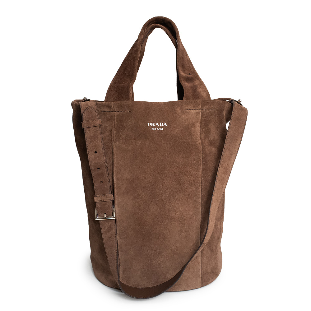 (美品)PRADA プラダ 2VG129 2Way トート スウェード CAFFE カフェ ブラウン ショルダーバッグ 斜め掛け シルバー金具拍卖
