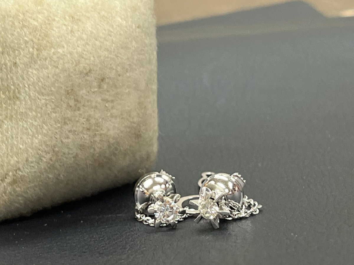 【YL-0682】1円 プラチナ/Pt900刻印 約1.42g/刻印不明約1.57g/磁器反なし タイタック ピンバッジ ダイヤ?クリアストーン 付【千円市場】拍卖