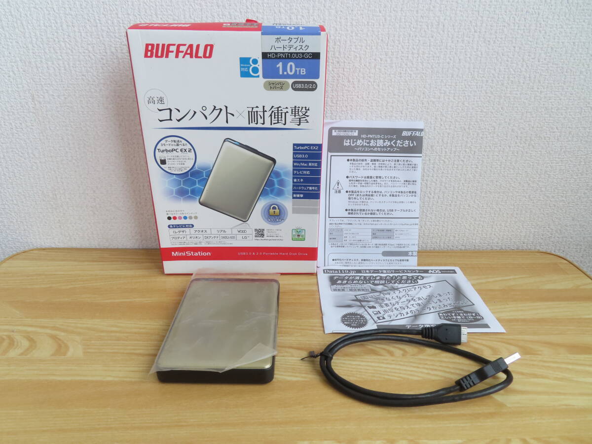 バッファロー (BUFFALO) MiniStation HD-PNT1.0U3-GC 1TB シャンパントパーズ USB3.0 使用2816時間拍卖