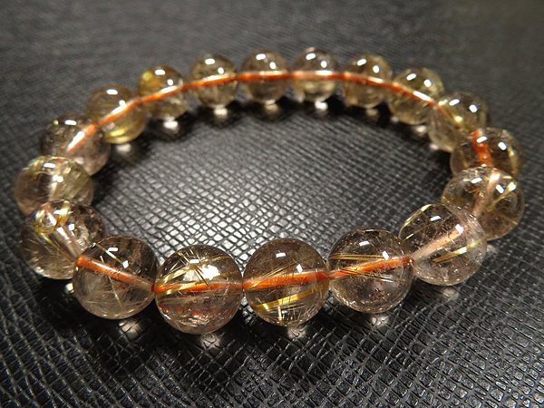 1円スタート★黄金【タイチンルチル】水晶ブレスレットM★11mm:GT600拍卖