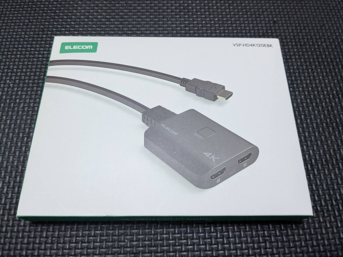 ◎0807u2837 エレコム HDMI 分配器 4K/30Hz 1入力2出力 同時出力 給電ケーブル付き HDCP1.4対応 ブラック VSP-HD4K120EBK拍卖