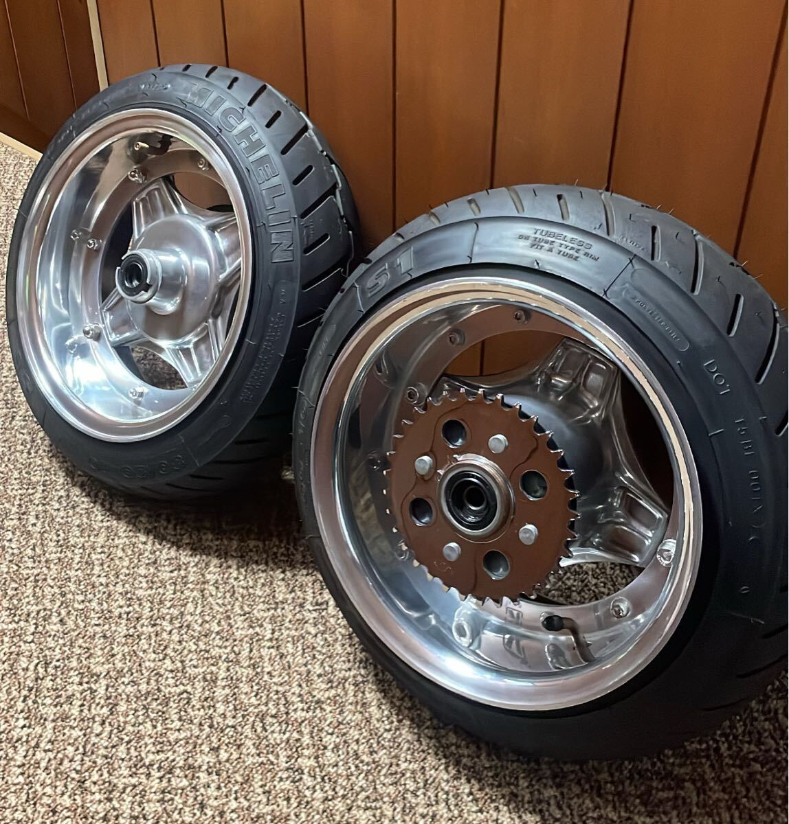 シャリー dax ディスク モトラハブ 4J 5.5J ミシュラン S1 80/90-10 3.00-10 Gクラフト ダックス モンキー 4mini ディスクハブ拍卖