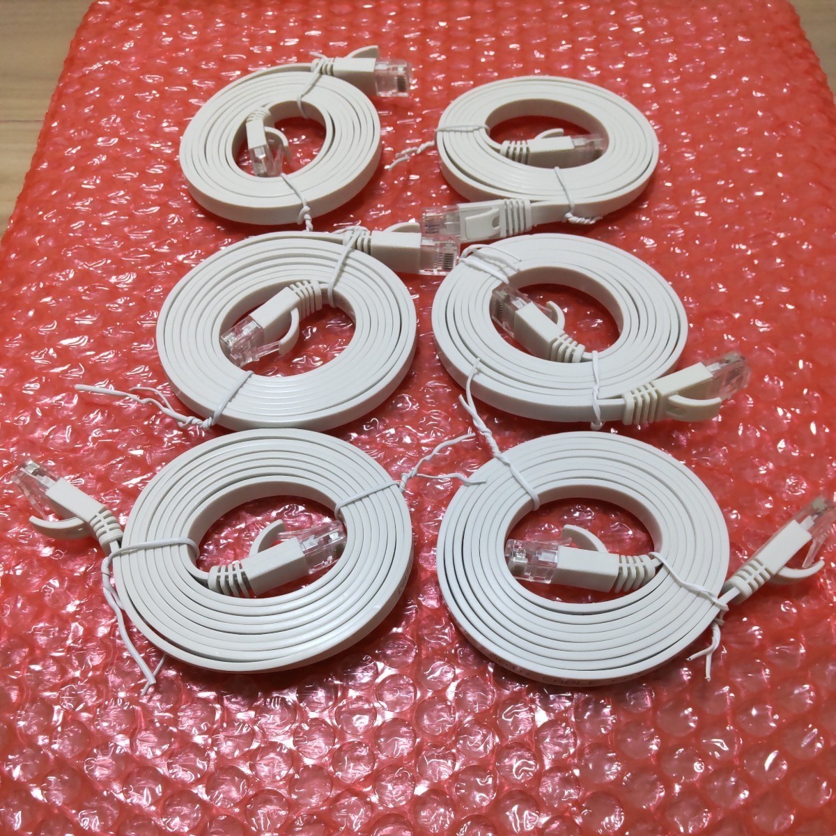 新品 LANケーブル カテゴリー6A 1.5m 6本セット CAT.6A 爪折れ防止 10Gbps 送料無料 フラットタイプ バルク品 拍卖
