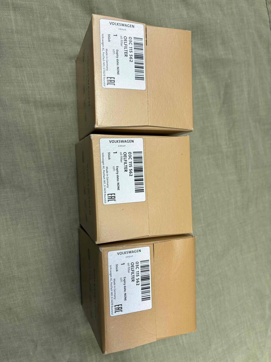◆フォルクスワーゲン純正 オイルフィルター 03C115562 3個セット AUDI A3 VW ゴルフ ポロなど◆拍卖
