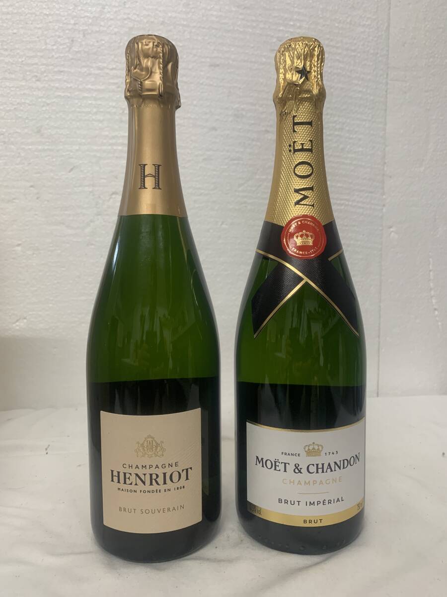 送料無料!【シャンパン ブリュット 2本】HENRIOT アンリオ/MOET モエ ブリュットインペリアル 750ml 正規品2本セット拍卖