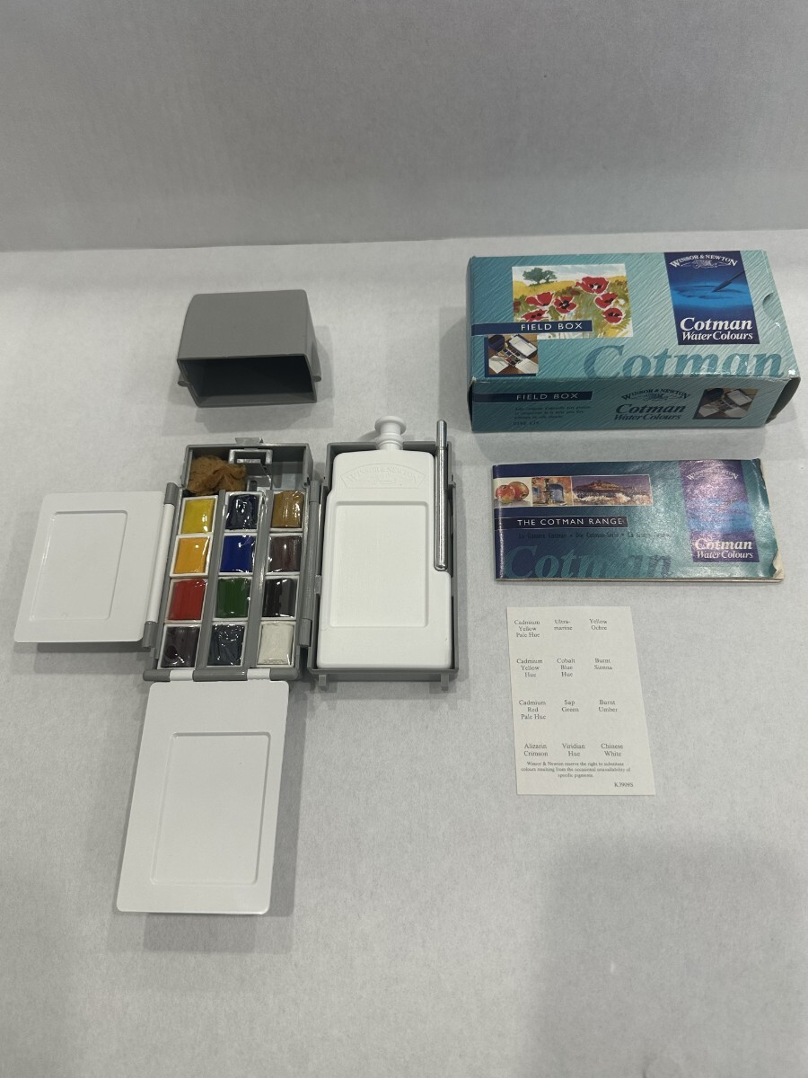 Winsor&Newton ウィンザー&ニュートン プロフェッショナル ウォーターカラー ハーフパン 12色セット フィールドボックス 水彩絵具 筆拍卖