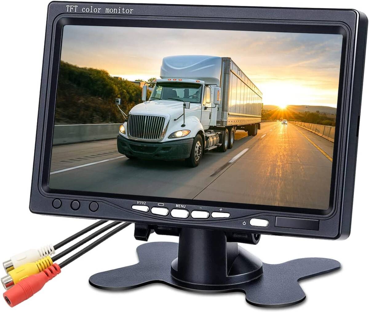 7インチオンダッシュ液晶モニター DVDビデオ用 車用 リモコン切替可能 電源直結式 バックカメラ 映像2系統入力 800*480 12~24V拍卖