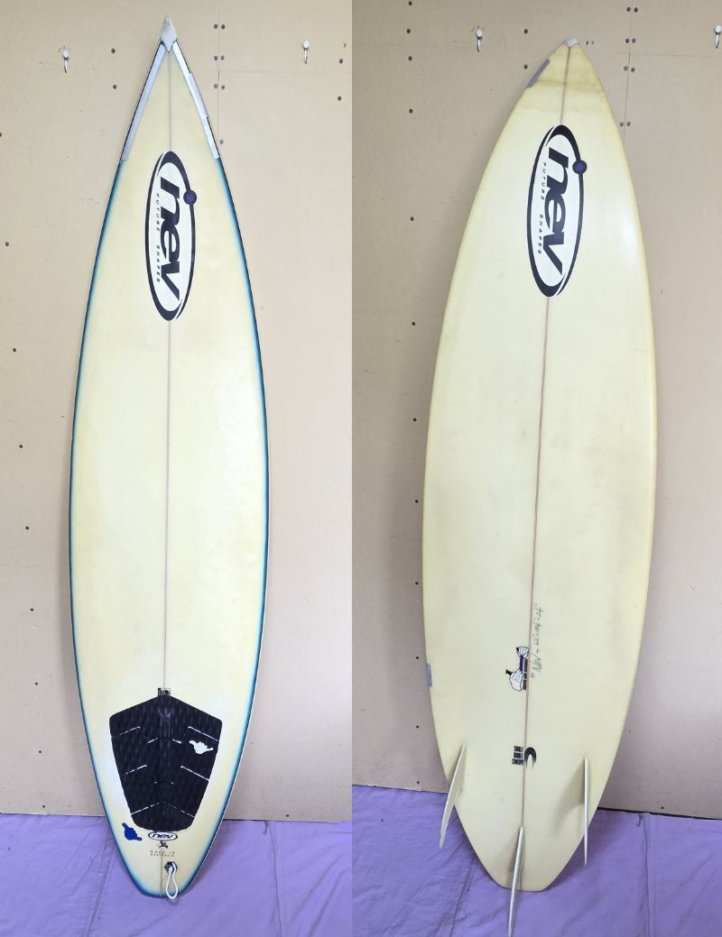 ★引取限定★nev ネブ FUTURE SHAPES サーフボード 6'2インチ 約188cm ショートボード 6.2 フィン付き サーフィン 現状渡し拍卖