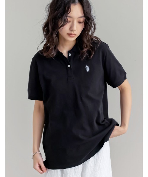 「U.S. POLO ASSN.」 半袖ポロシャツ LARGE ブラック レディース拍卖