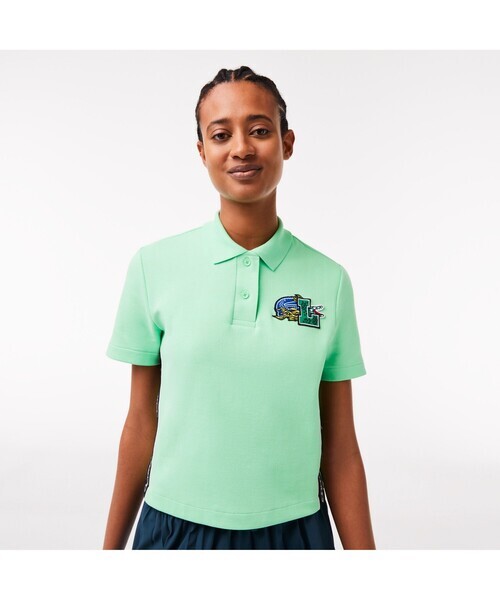「LACOSTE」 半袖ポロシャツ 38 ライトグリーン レディース拍卖