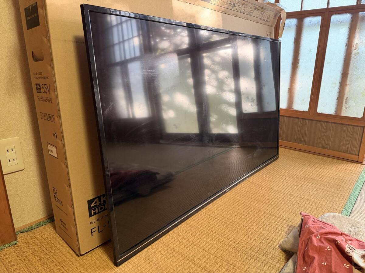 【ジャンク】【1円スタート】アイリスオーヤマ LT-55A620 55V型 4K液晶テレビ 音声OK 映像うっすら表示 バックライト不良? リモコン付拍卖