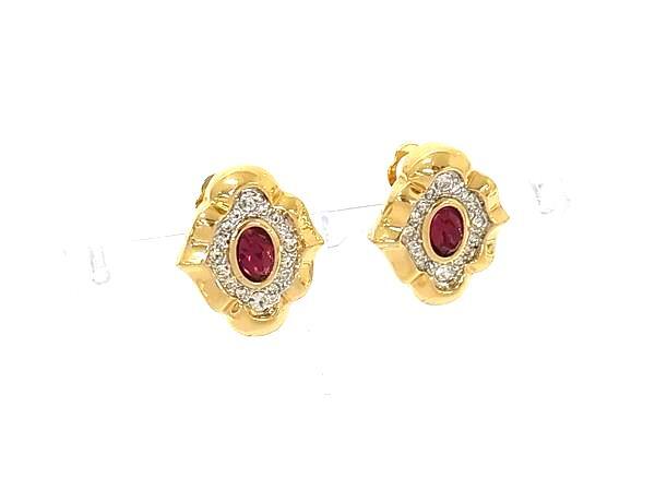 ■美品■ NINA RICCI ニナリッチ ラインストーン クリップ式 イヤリング アクセサリー レディース ゴールド系×レッド系 DN8577拍卖