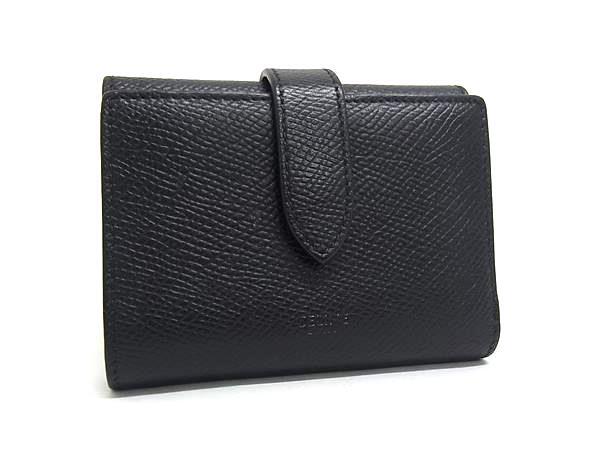 1円 ■美品■ CELINE セリーヌ ファインストラップウォレット レザー 三つ折り 財布 ウォレット 小銭入れ 札入れ ブラック系 HB3079拍卖