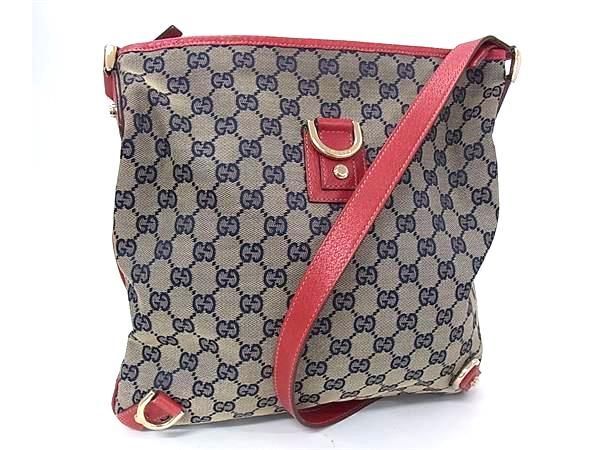 1円 GUCCI グッチ 131326 204991 アビー GG柄 GGキャンバス×レザー クロスボディ ショルダーバッグ 斜め掛け レッド系 FY4457拍卖