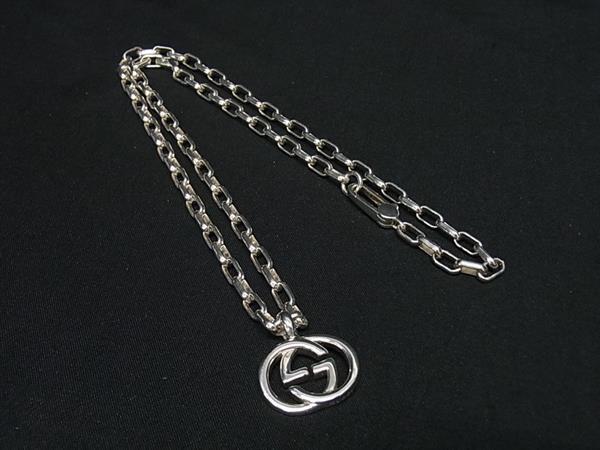 1円 ■美品■ GUCCI グッチ インターロッキングG SV925 ネックレス ペンダント アクセサリー メンズ レディース シルバー系 BU1919拍卖