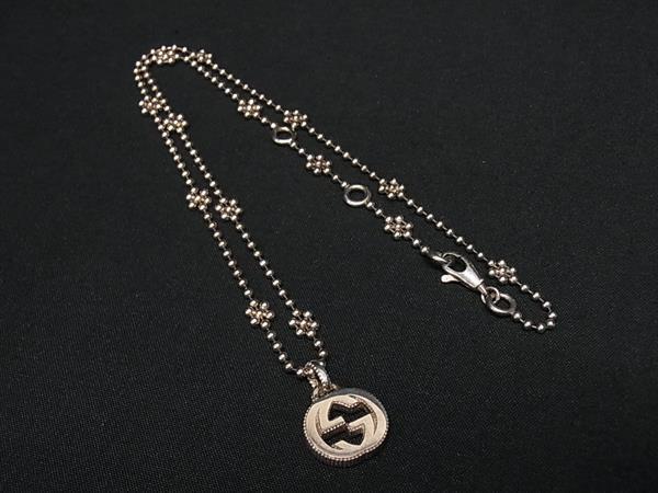 1円 GUCCI グッチ インターロッキングG SV925 ボールチェーン ネックレス ペンダント アクセサリー メンズ レディース シルバー系 BU1810拍卖