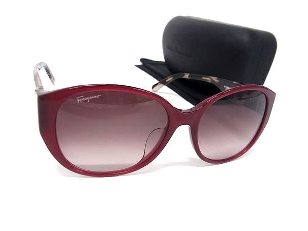 1円 ■極美品■ Salvatore Ferragamo フェラガモ SF1003SA サングラス メガネ 眼鏡 レディース メンズ ワインレッド系×ブラウン系 GE1085拍卖