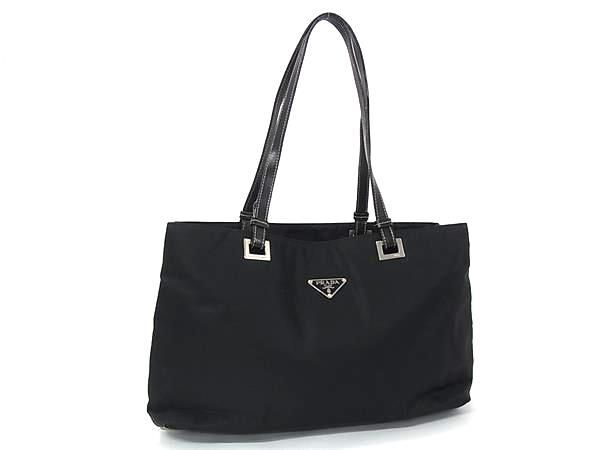 1円 PRADA プラダ テスートナイロン×レザー ハンドバッグ トートバッグ 肩掛けかばん レディース ブラック系 GC2807拍卖