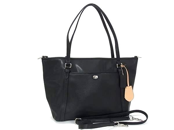 1円 COACH コーチ F25667 PVC×レザー 2WAY クロスボディ トートバッグ ショルダー 斜め掛け 肩掛け レディース ブラック系 GC2809拍卖