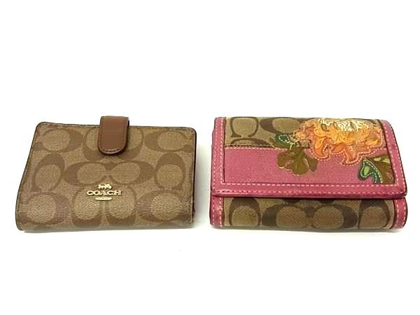 COACH コーチ 41416 シグネチャー PVC等 二つ折り 花柄 財布 ウォレット 小銭入れ 札入れ 2点セット まとめ売り DP6097拍卖