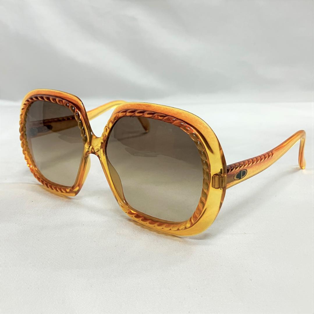 【R442】Dior ディオール 70s ヴィンテージ サングラス レディース ツイスト オプチル素材 ドイツ製 オレンジ レトロ 現状品拍卖