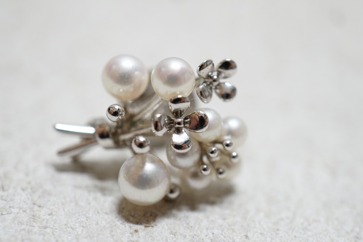 428 ミキモト/MIKIMOTO 本真珠 パール シルバー ピンブローチ ヴィンテージ アクセサリー SILVER刻印 冠婚葬祭 ブランド アコヤ真珠拍卖