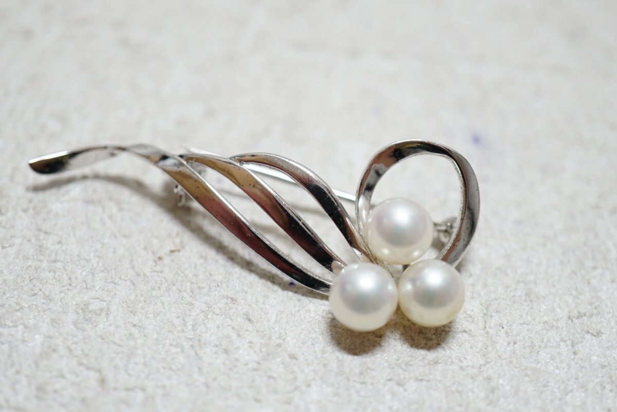 426 ミキモト/MIKIMOTO 本真珠 パール シルバー ブローチ ヴィンテージ アクセサリー SILVER刻印 冠婚葬祭 ブランド アコヤ真珠拍卖