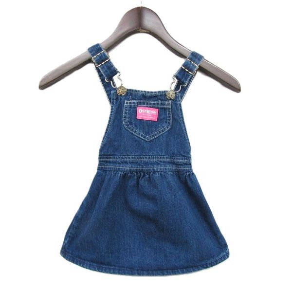★USA製★ サイズ 24M OSHKOSH デニム ワンピース ジャンパー スカート キッズ ベビー オシュコシュ 古着 ビンテージ 6M0804拍卖