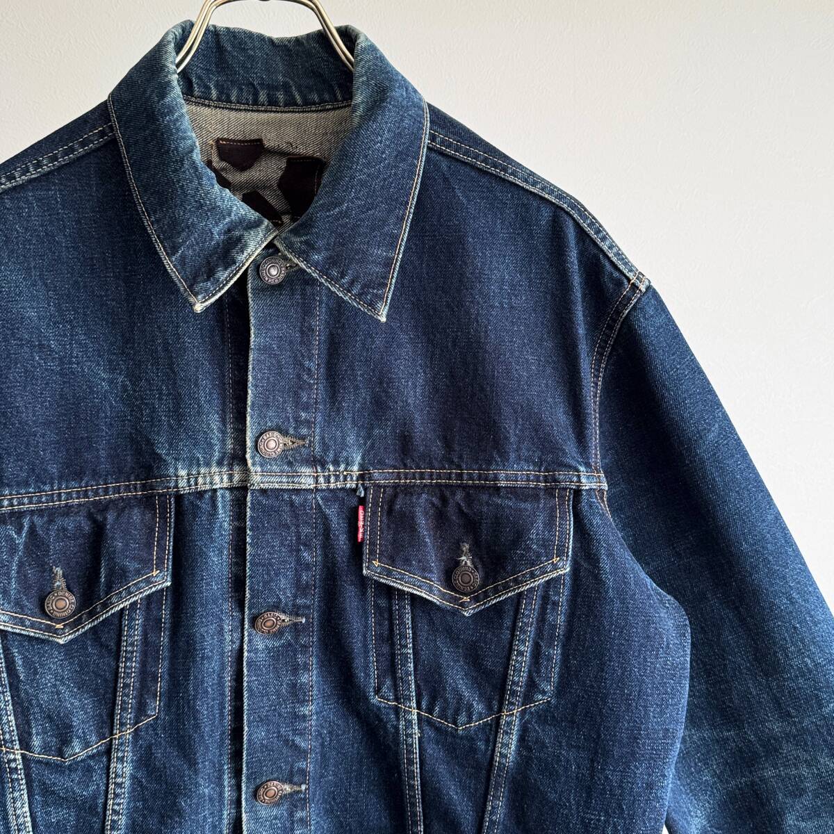 希少《Denime / Large》90s【 ドゥニーム 初期個体 557XX 型 ハチの巣 イエローステッチ ビーフジャーキー サード デニム ジャケット】拍卖