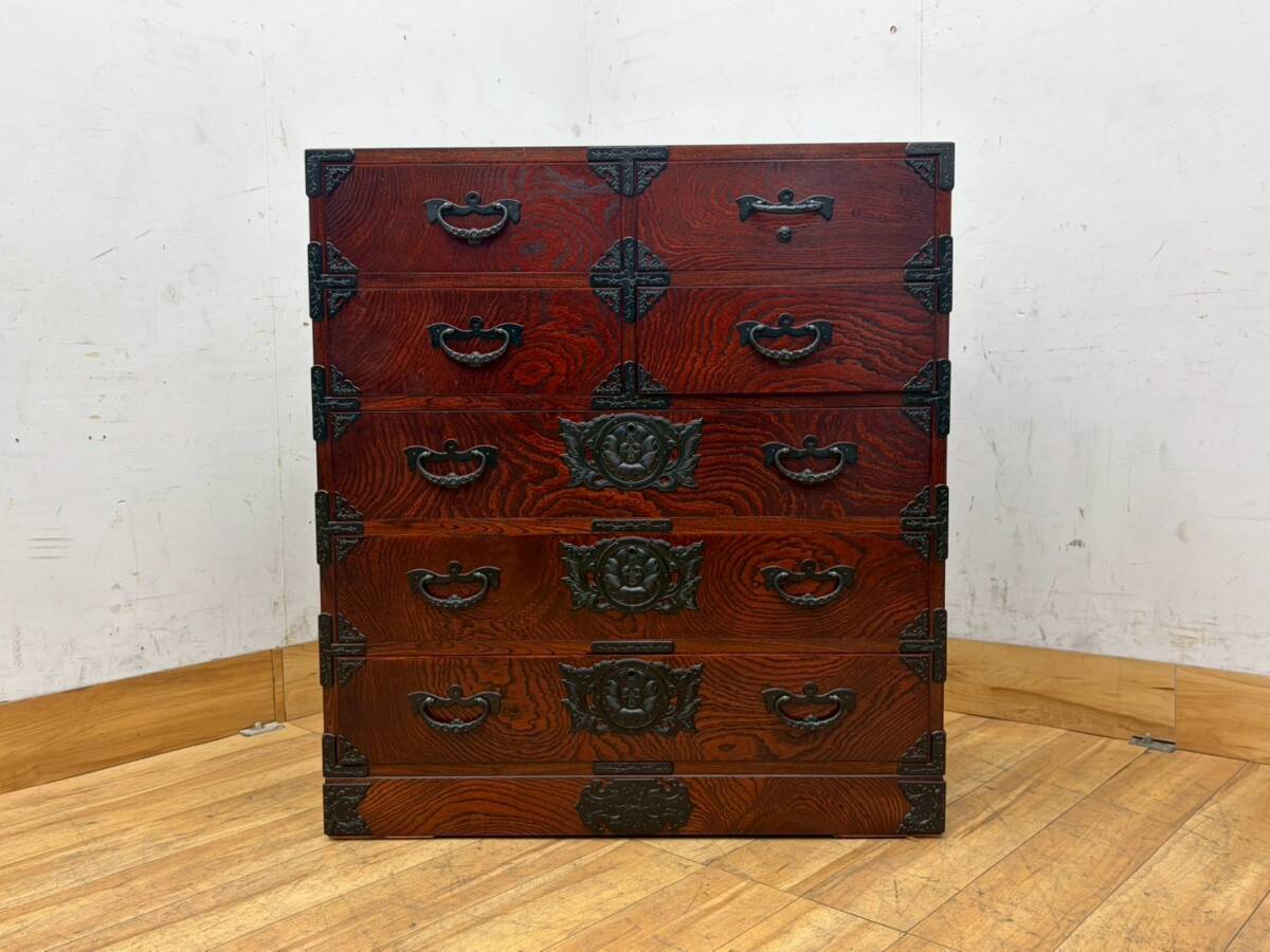 T8707☆展示品☆岩谷堂箪笥☆整理箪笥☆チェスト☆欅☆南部鉄器金具☆伝統工芸☆ケヤキ☆拍卖