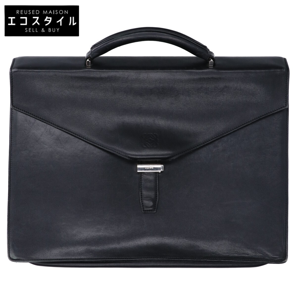 LOEWE ロエベ アナグラム レザー フラップ ビジネスバッグ ブリーフケース メンズ拍卖
