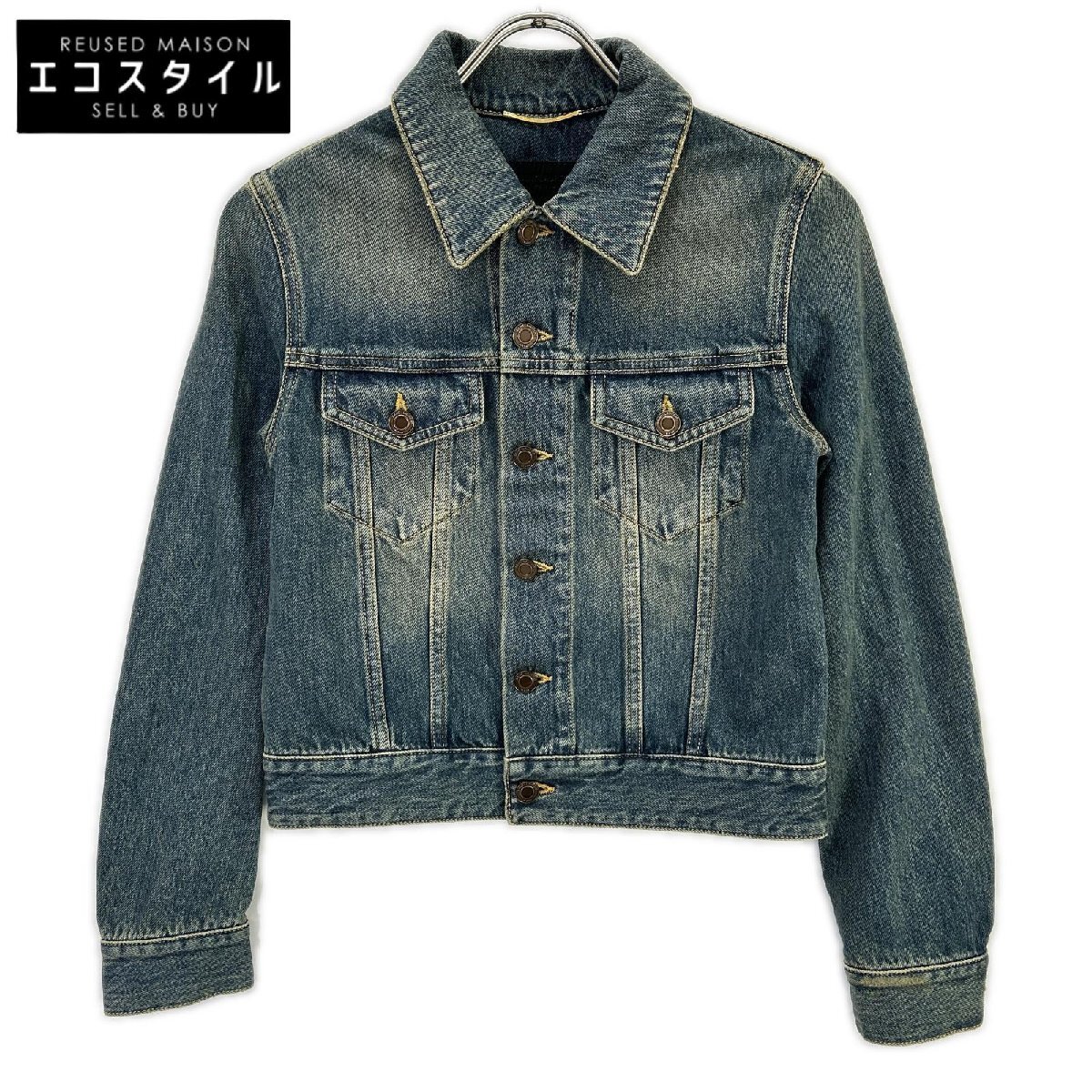 SAINT LAURENT PARIS サンローランパリ 695196 インディゴ デニムトラッカージャケット インディゴ 34 ジャケット デニム レディース 中古拍卖